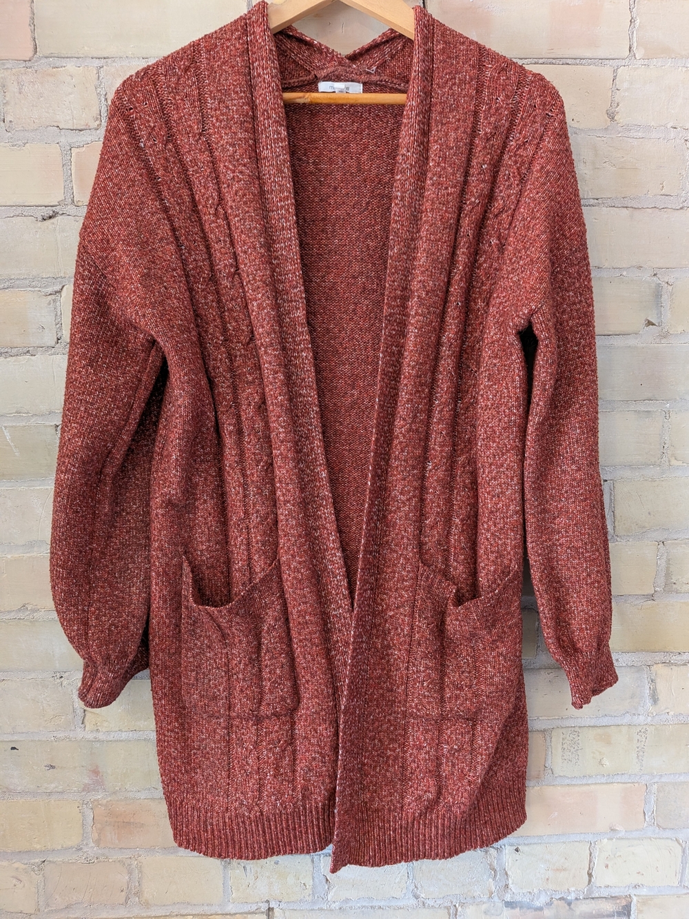 2 For $40 Maurices Brick Red Open-Front Knit Cardigan